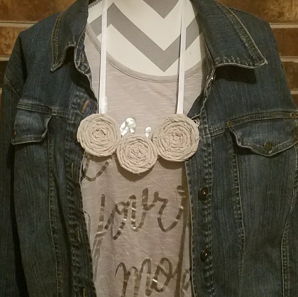 Fabric Rosette Statement Necklace
